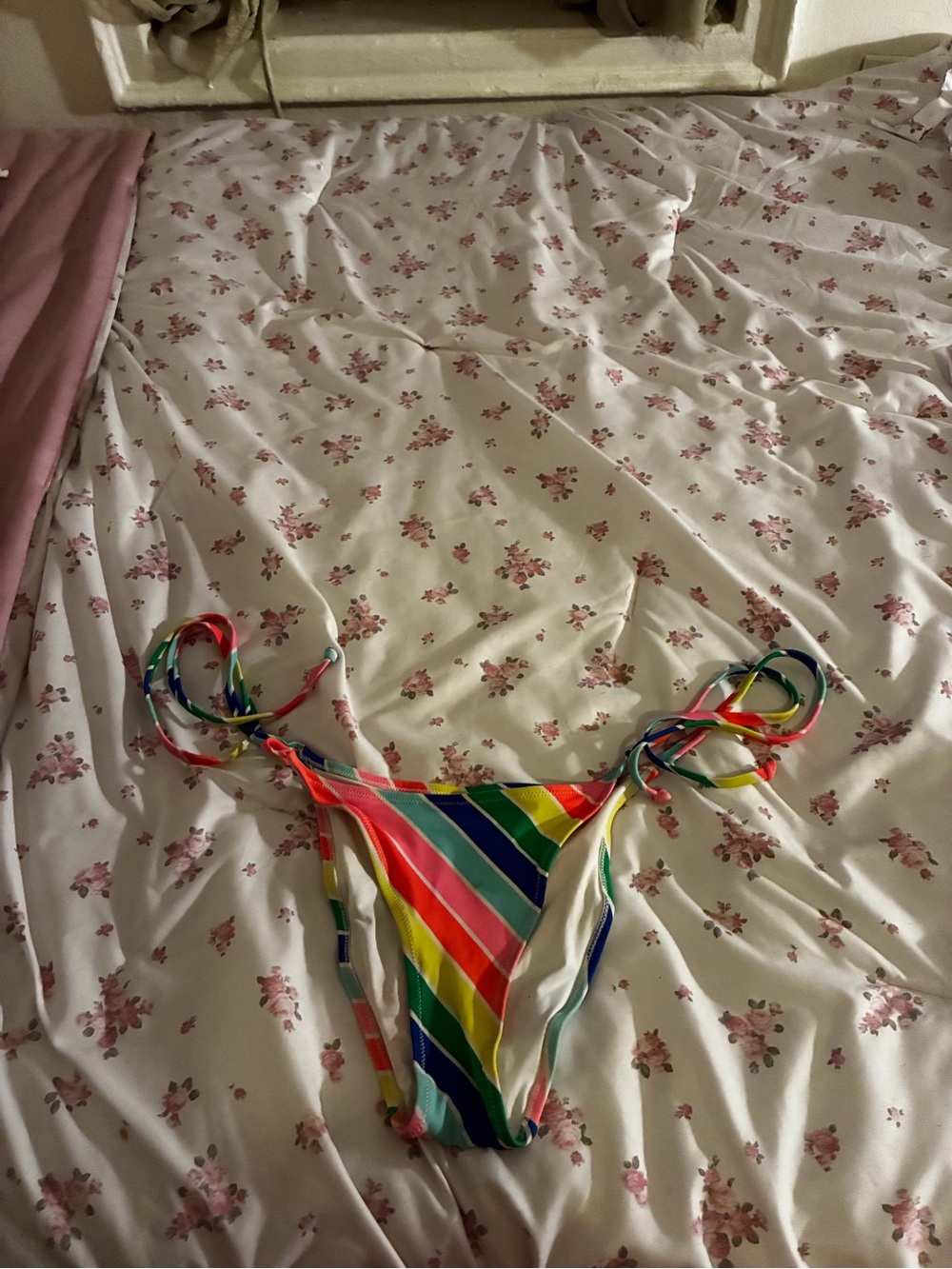 Rainbow Stripe Tie-Side One-Piece Swimwear - Multicolor